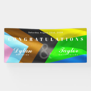 Gay Wedding Congratulations Pride Flag Typography Banner