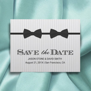 Gay Wedding Double Bow Ties Save the Date Announcement Postcard