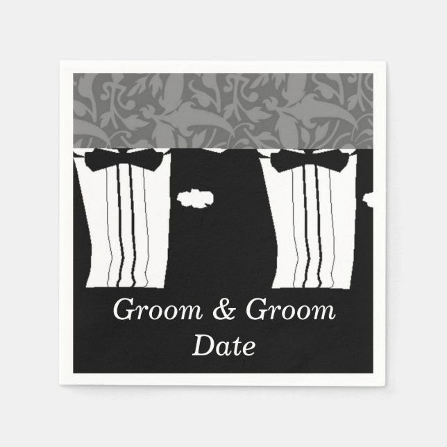 Gay Wedding Grooms Paper Napkins (Front)