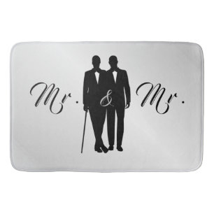 Gay Wedding Grooms Silver Bath Mat