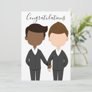 Gay Wedding Interracial Men Couple Congratulations Card