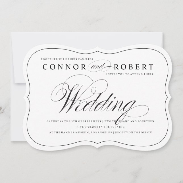 Gay Wedding Invitation Black & White Elegance (Front)