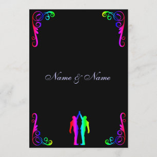 Gay Wedding Invitation - Rainbow Groom and Groom