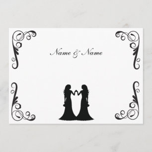 Gay Wedding Invite - Two Brides Black and White