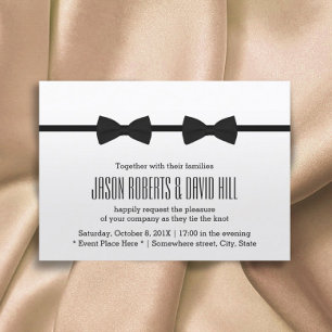 Gay Wedding Minimalist Classic Bow Tie Mr. & Mr. Invitation