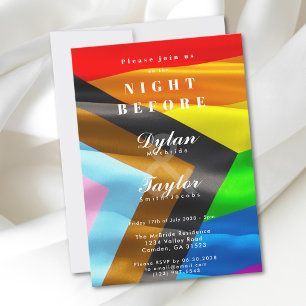 Gay Wedding Night Before Pride Flag Typography Invitation