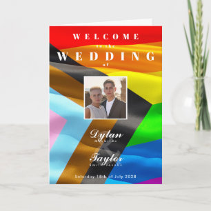Gay Wedding Photo Pride Flag Typography Folded Programme
