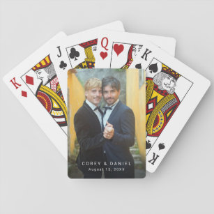 Gay Wedding Photo Two Grooms Playing Cards