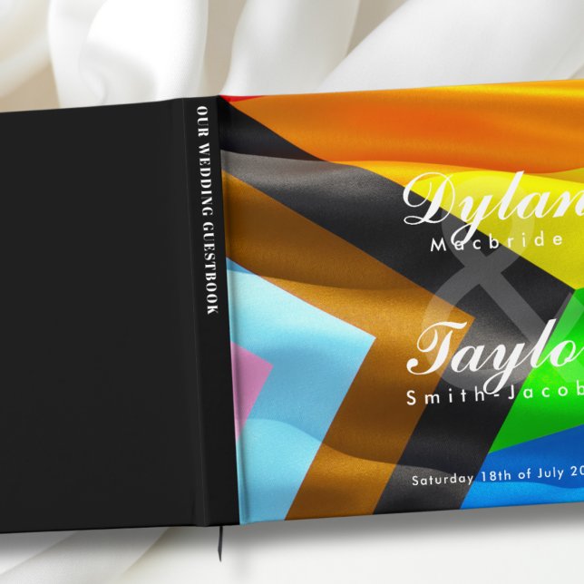 Gay Wedding Pride Flag Typography Guestbook (Creator Uploaded)