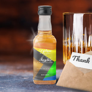 Gay Wedding Pride Flag Typography Mini Liquor Bottle Label
