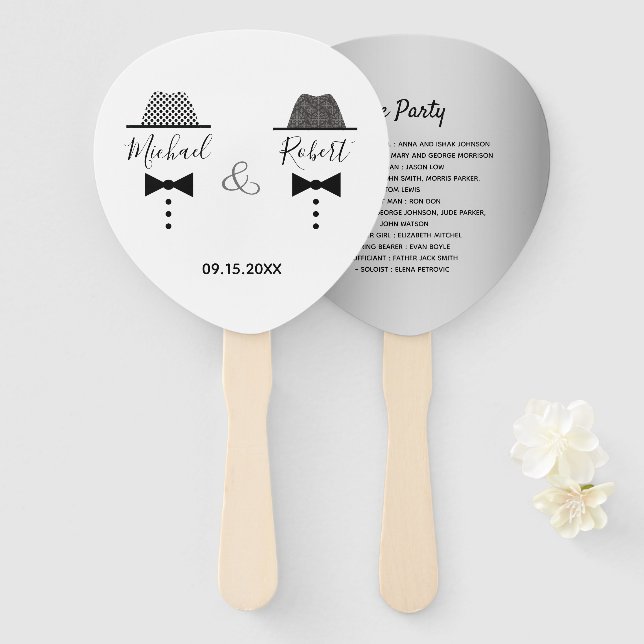 Gay Wedding Program Hand Fan (Front and Back)