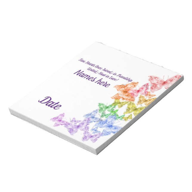 Gay Wedding Rainbow Butterflies Candy Bar Wrappers Notepad (Rotated)