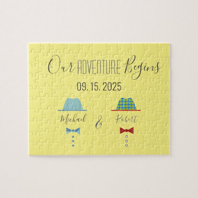 Gay Wedding Save The Date Jigsaw Puzzle (Horizontal)