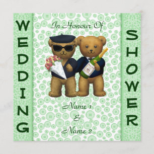 Gay Wedding shower Apple Teddy Bears invitation
