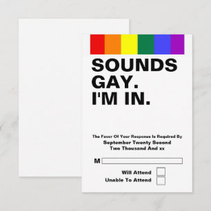 Gay Wedding Sounds Gay Im In RSVP Card