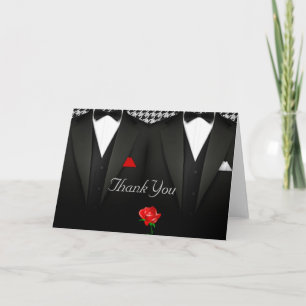 Gay Wedding Thank You Card Elegant Tuxedo