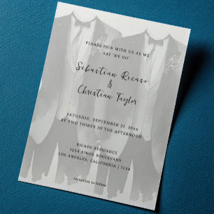 Gay Wedding Two Grooms in Suits and Ties Invitation