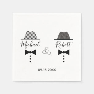 Gay Wedding Vintage Elegant Black and White Napkin
