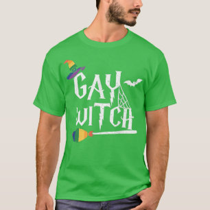 Gay Witch LGBTQ Gay Pride Lesbian Funny Halloween  T-Shirt