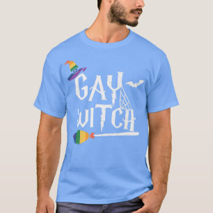 Gay Witch LGBTQ Gay Pride Lesbian Funny Halloween  T-Shirt