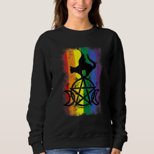 Gay Witch Pride Flag Triple Moon Pentacle Wicca Pa Sweatshirt