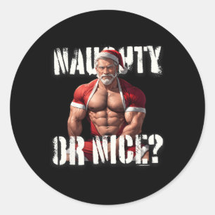 Gay Xmas Muscle Daddy Bear Nice Santa Pride Lgbtq  Classic Round Sticker