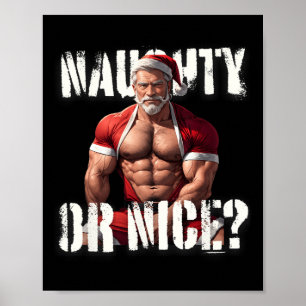 Gay Xmas Muscle Daddy Bear Nice Santa Pride LGBTQ  Poster