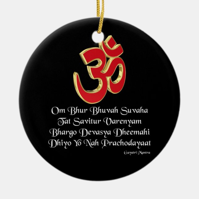 Gayatri mantra ceramic tree decoration (Front)