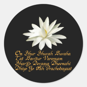 Gayatri mantra classic round sticker