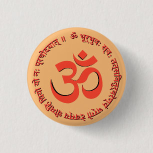 Gayatri Mantra "Om Bhur Bhuva Swah" 3 Cm Round Badge