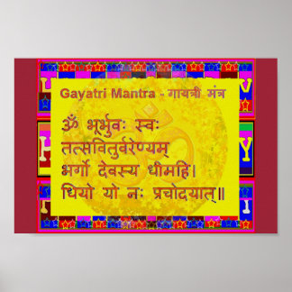 Gayatri Mantra Script Sanskrit Spiritual Chant Poster