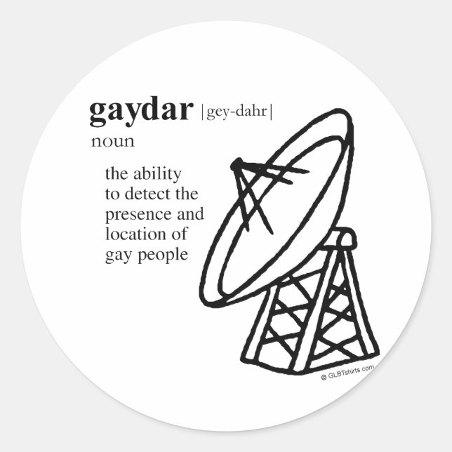 GAYDAR CLASSIC ROUND STICKER (Front)