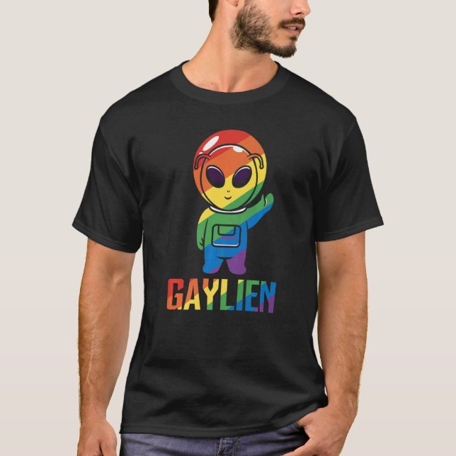 Gaylien Gay Alien Pride Astronaut Lgbt Rainbow   T-Shirt (Front)