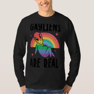 Gayliens Are Real Rainbow Ufo Lgbt Gay Alien Proud T-Shirt