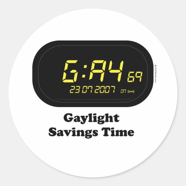 Gaylight Savings Time Classic Round Sticker (Front)