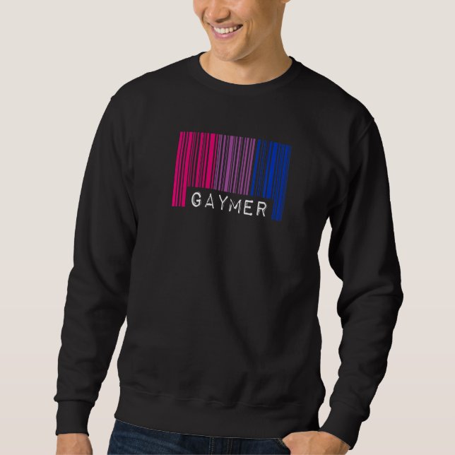 Gaymer Bisexual Pride Flag Barcode Video Games Ner Sweatshirt (Front)