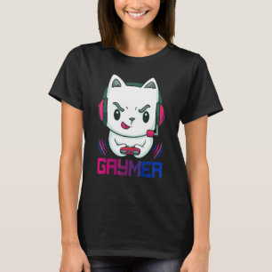Gaymer Cat Gamer Bisexuality Flag Bisexual Pride D T-Shirt