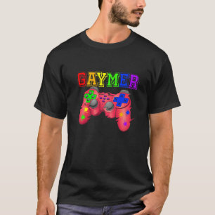 Gaymer Gay Lesbian Video Gamer Rainbow Pride Flag  T-Shirt