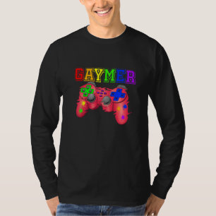 Gaymer Gay Lesbian Video Gamer Rainbow Pride Flag T-Shirt