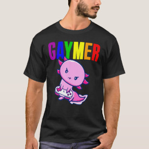Gaymer Gay Pride Flag Gamer Lgbtq Video Game Axolo T-Shirt