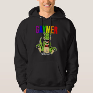 Gaymer Gay Pride Flag Gamer Lgbtq Video Game Dinos Hoodie