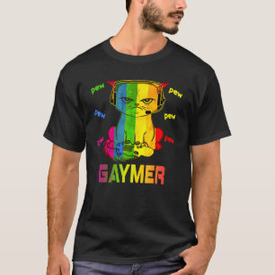 Gaymer Gay Pride Flag Lgbt Gamer Lgbtq Gaming Cat T-Shirt