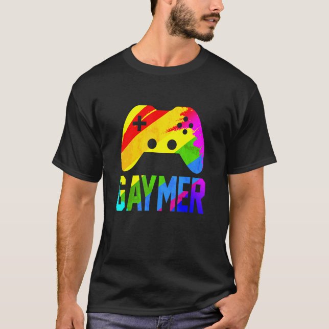 Gaymer Gay Pride Flag Lgbt Pride Gaming Gamepad Ti T-Shirt (Front)