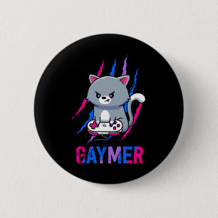 Gaymer Geek Pride Lgbt Video Game Lovers Gift Cat  6 Cm Round Badge