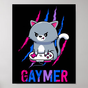 Gaymer Geek Pride Lgbt Video Game Lovers Gift Cat Poster