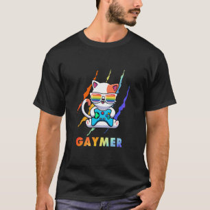 Gaymer LGBT Cat Pride Rainbow Video Game Lovers T-Shirt