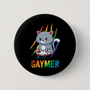 Gaymer Lgbt Cat Pride Shirt Rainbow Video Game Lov 6 Cm Round Badge