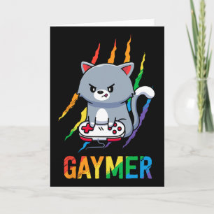 Gaymer Lgbt Cat Pride Shirt Rainbow Video Game Lov Card