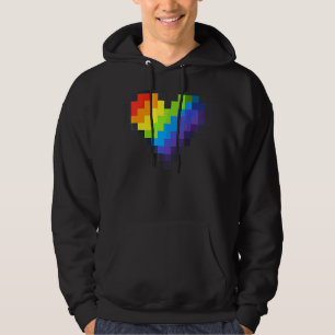 Gaymer Lgbt Retro Pride  Gay Gamer Pixel Heart Hoodie