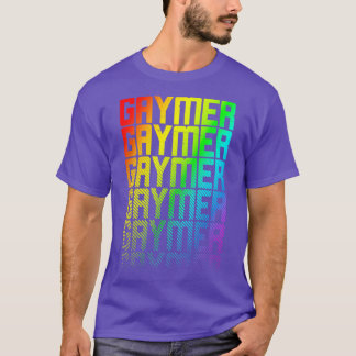 Gaymer LGBTQ Rainbow Gay Pride Text Fade Graphic T-Shirt
